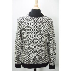 Eidos Girocollo THICK White Black Woven Knitted Merino Wool Sweater M BRAND NEW